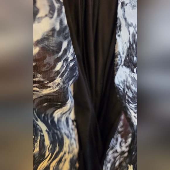 She's Cool Black & Leopard Print Yellow & White Sheer Layered Maxi Dress SzL - Picture 9 of 10